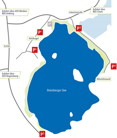 Bild vergr&ouml;&szlig;ern: &Uuml;bersicht &ouml;ffentliche Parkpl&auml;tze am Steinberger See 2023